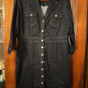 New York & Company Dark Denim 3/4 sleeve Dress